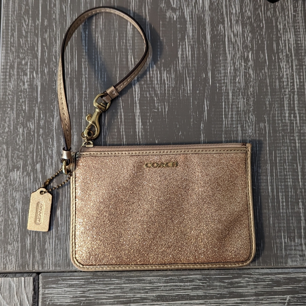 Coach gold sparkle wristlet